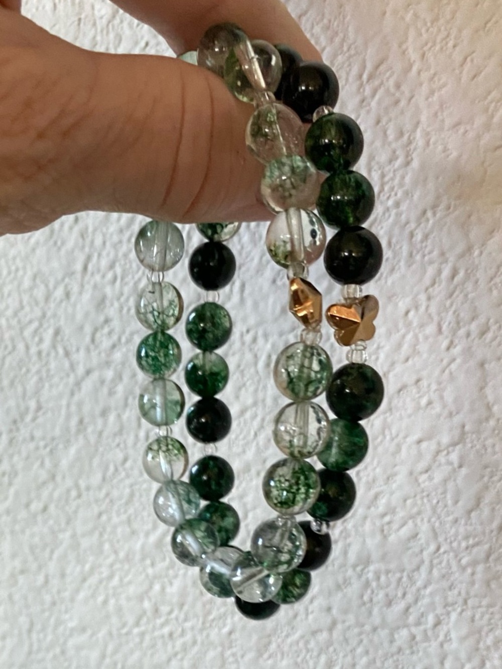 Set of two Crystal quartz Bead Stretch butterfly 🦋 Elegant Layering Bracelet Set